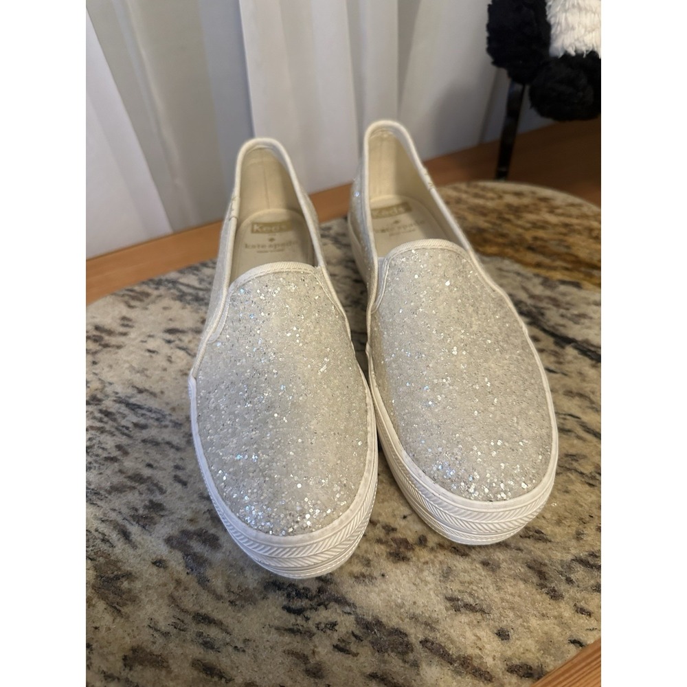 Keds X Kate Spade New York Cream Double Decker Giltter Sneakers Worn One S8 Read